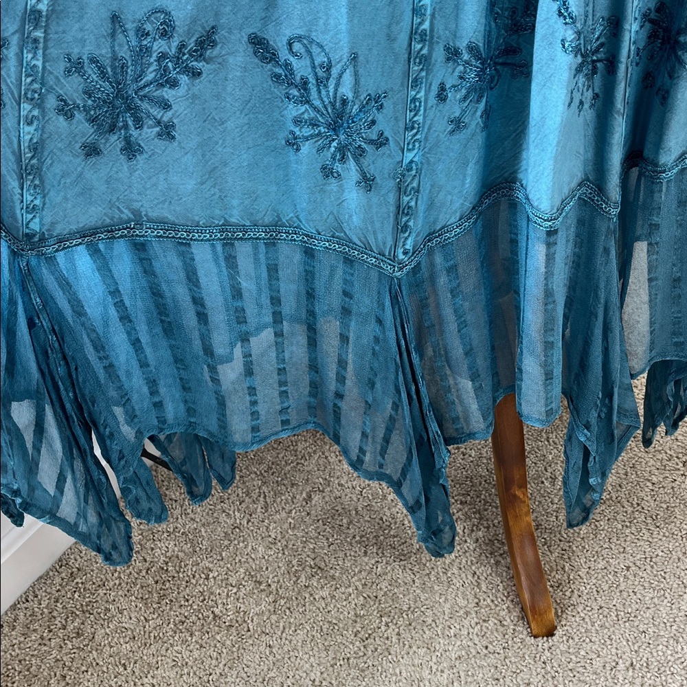 Advance Apparels Teal Embroidered Dress - Picture 3 of 11